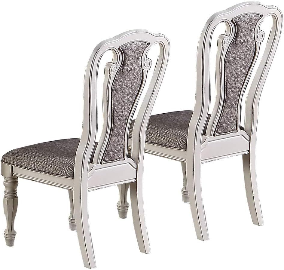 Antique White Set Of 2 Dining Chairs Grey Upholstered Tufted Unique Design Chairs Back Cushion Seat Dining Room CJDropshipping