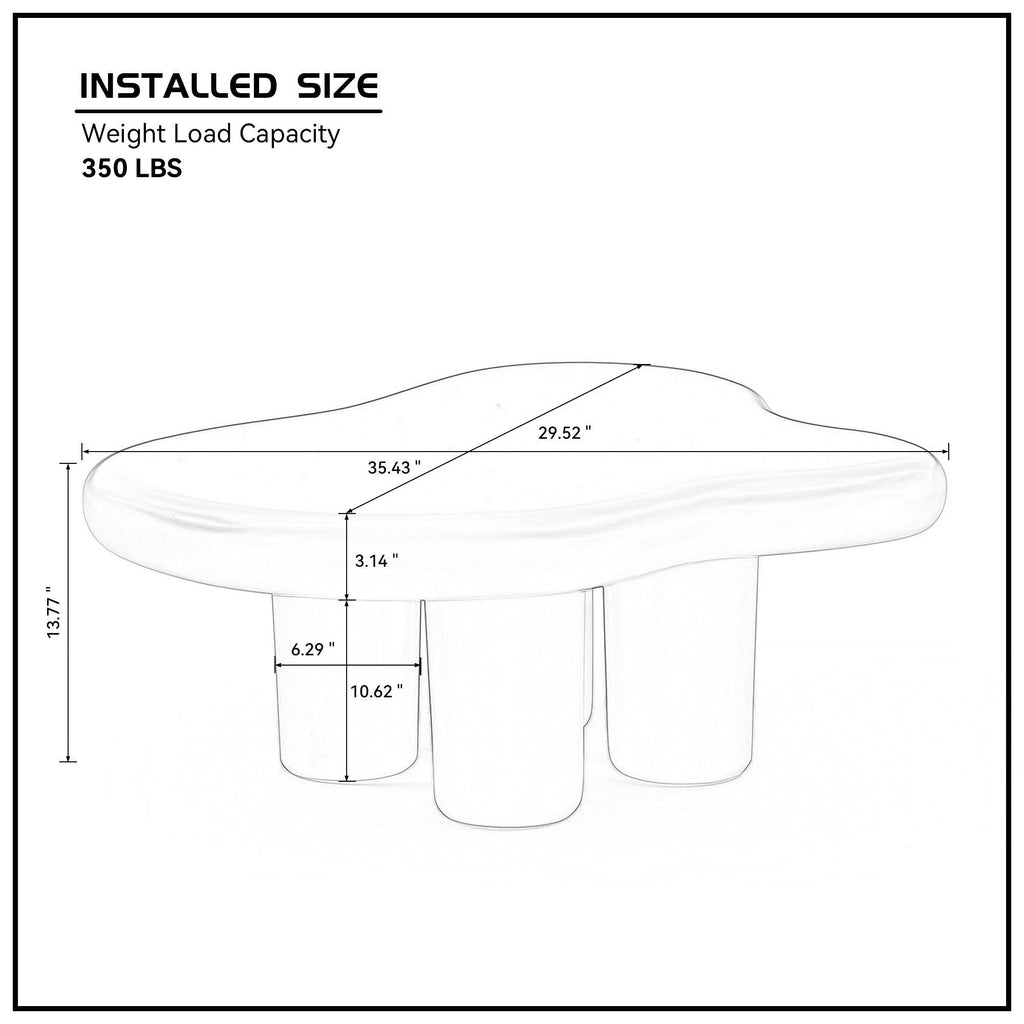 Cute Cloud Coffee Table for Living Room, Cream ,35.43inch Olive Phaedra