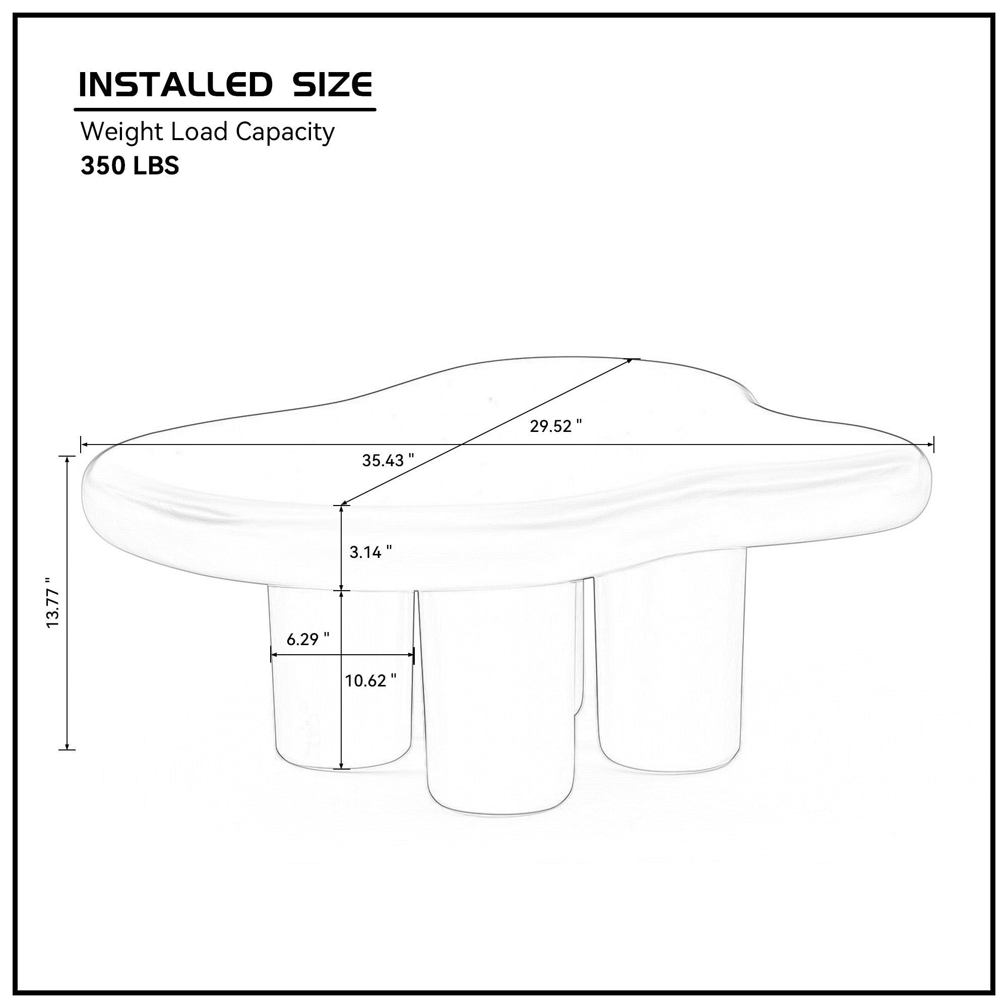 Cute Cloud Coffee Table for Living Room, Cream ,35.43inch Olive Phaedra
