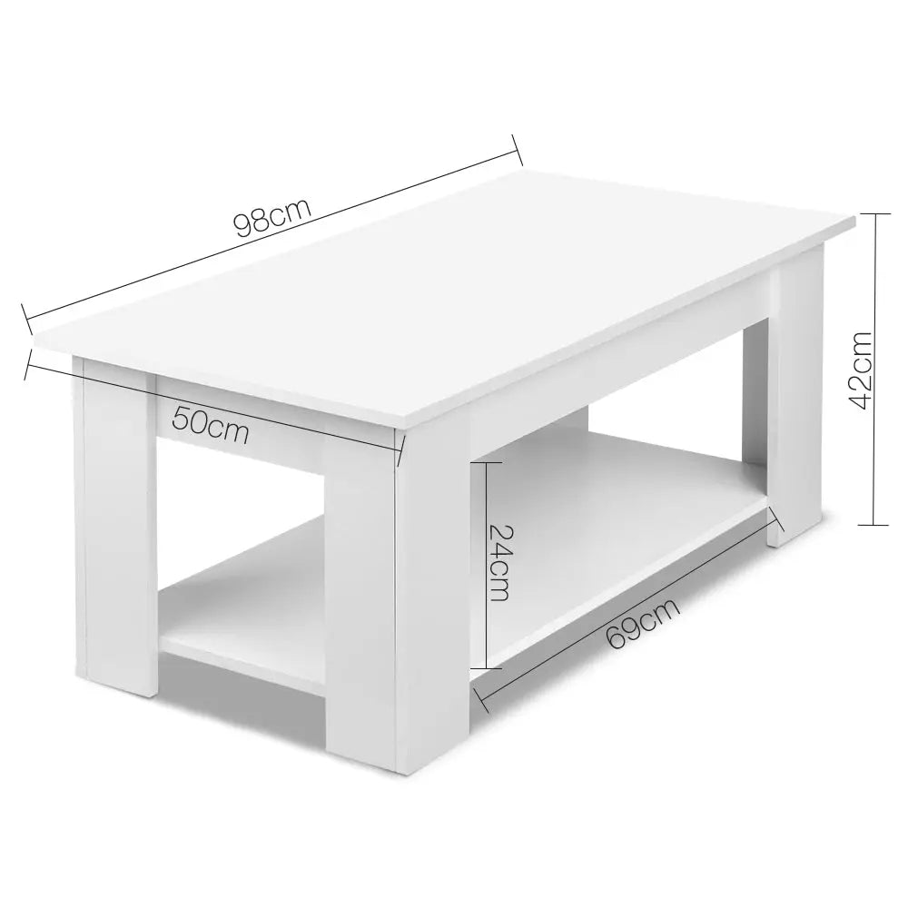 Artiss Lift Up Top Mechanical Coffee Table - White Ultramarine Dione