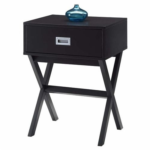 Modern 1-Drawer Bedside Table Nightstand End Table in Espresso Wood Yellow Crius