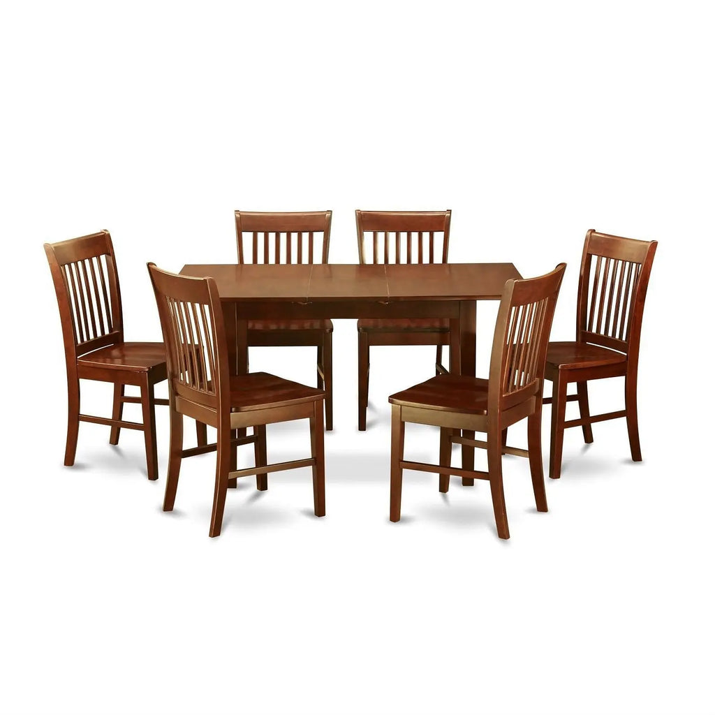 Mission Style 7-piece Dining Set in Mahogany Wood Finish Yellow Crius