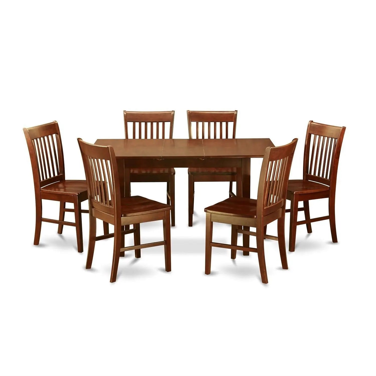 Mission Style 7-piece Dining Set in Mahogany Wood Finish Yellow Crius