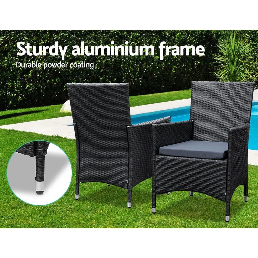 Gardeon Outdoor Dining Set 9 Piece Wicker Lounge Setting Black Ozdingo