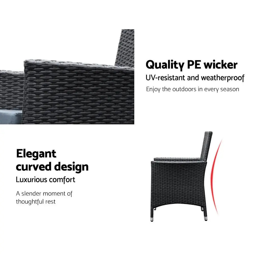 Gardeon Outdoor Dining Set 9 Piece Wicker Lounge Setting Black Ozdingo