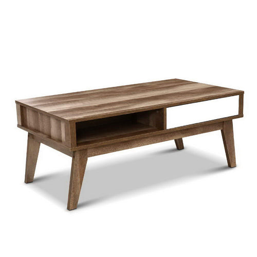 Artiss Coffee Table 2 Drawers Walnut Serena Ozdingo