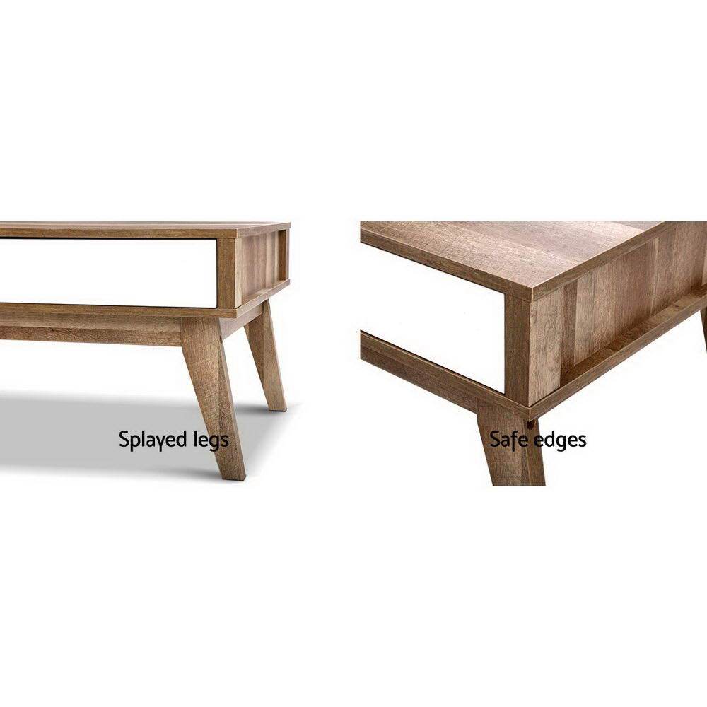 Artiss Coffee Table 2 Drawers Walnut Serena Ozdingo