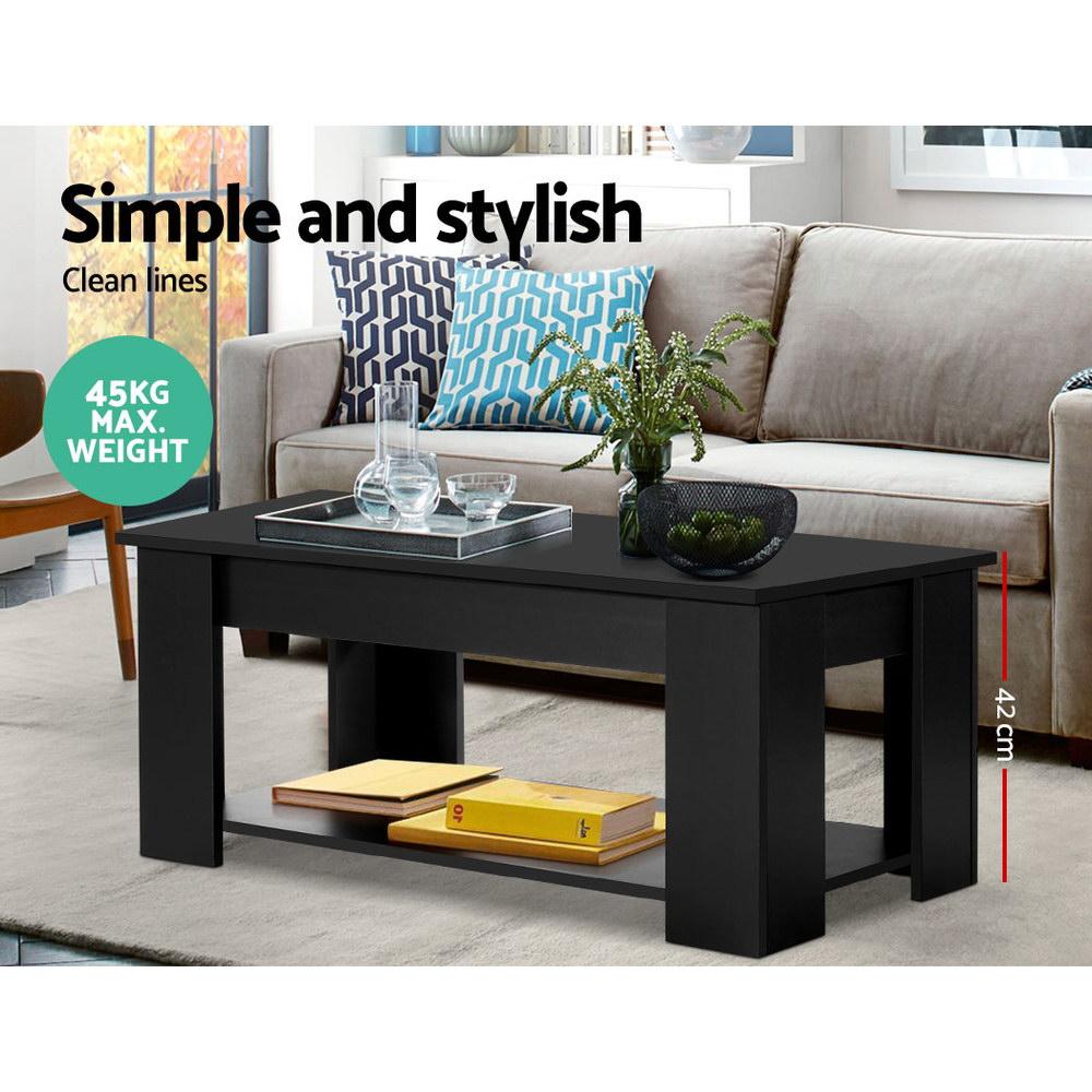 Artiss Coffee Table Lift-top Coffee Table Black Ozdingo