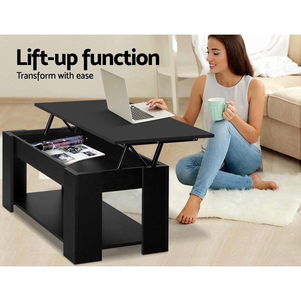 Artiss Coffee Table Lift-top Coffee Table Black Ozdingo