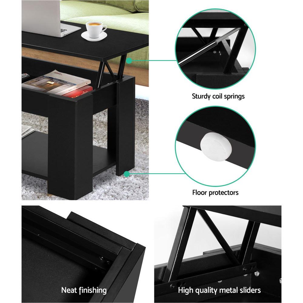 Artiss Coffee Table Lift-top Coffee Table Black Ozdingo