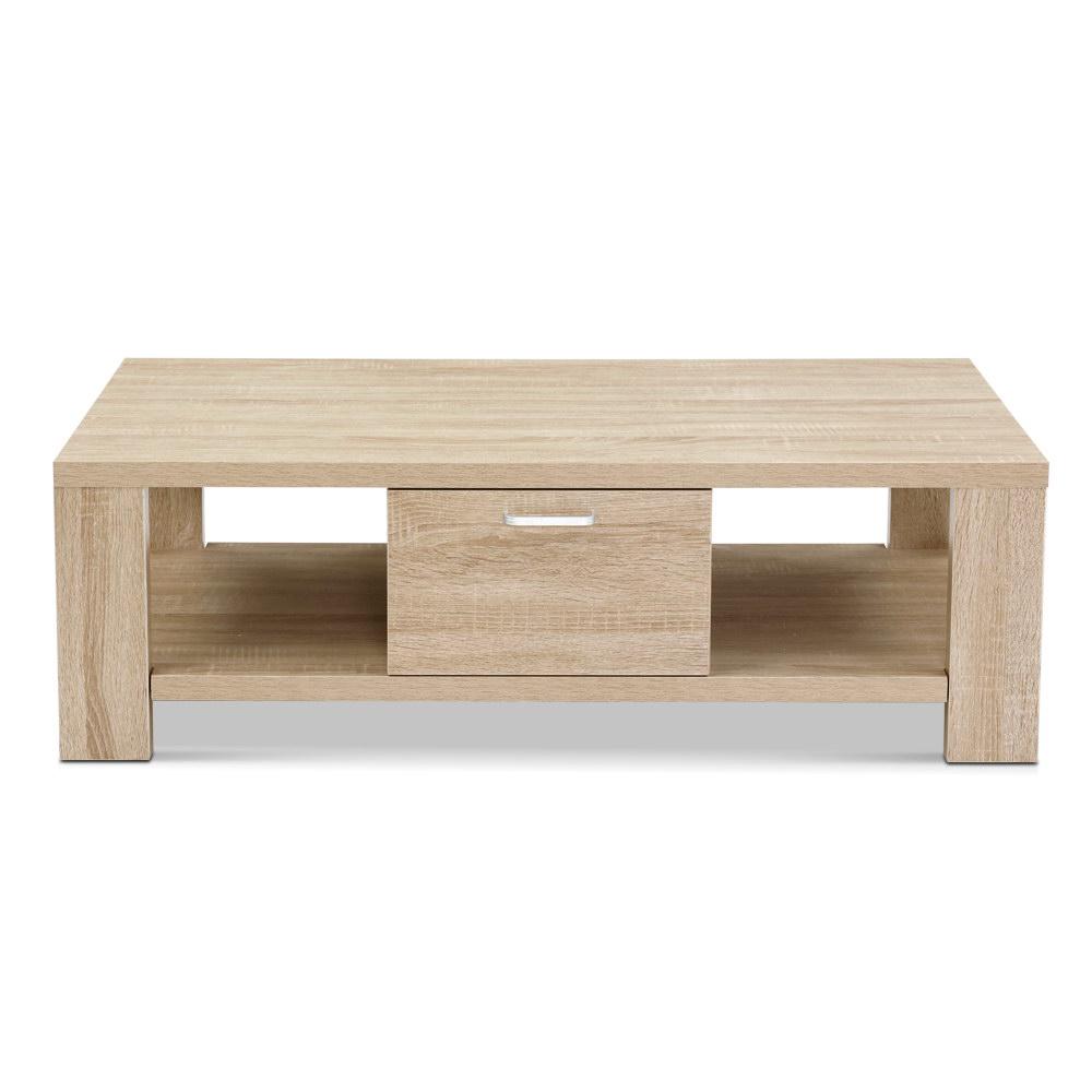 Artiss Coffee Table 1 Drawer Oak Maxi Ozdingo