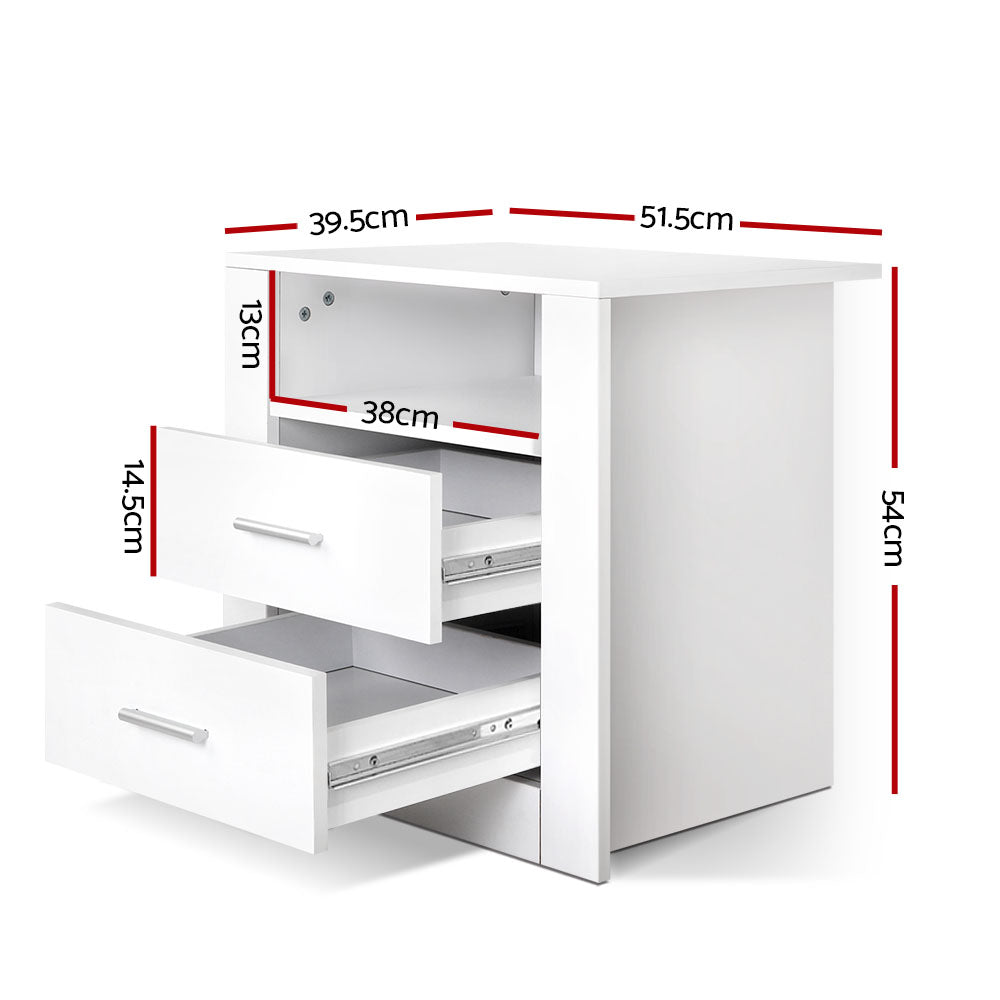 Artiss Bedside Tables Drawers Storage Cabinet Drawers Side Table White Ultramarine Dione