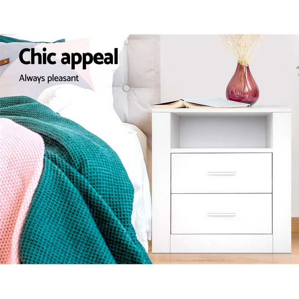Artiss Bedside Tables Drawers Storage Cabinet Drawers Side Table White Ultramarine Dione