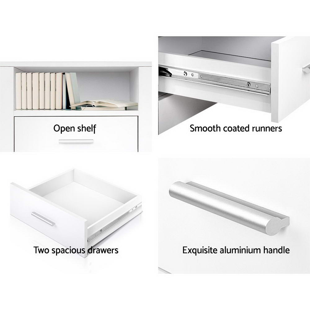 Artiss Bedside Tables Drawers Storage Cabinet Drawers Side Table White Ultramarine Dione