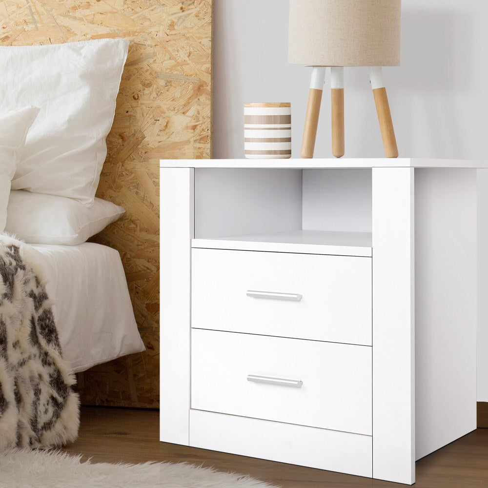 Artiss Bedside Tables Drawers Storage Cabinet Drawers Side Table White Ultramarine Dione