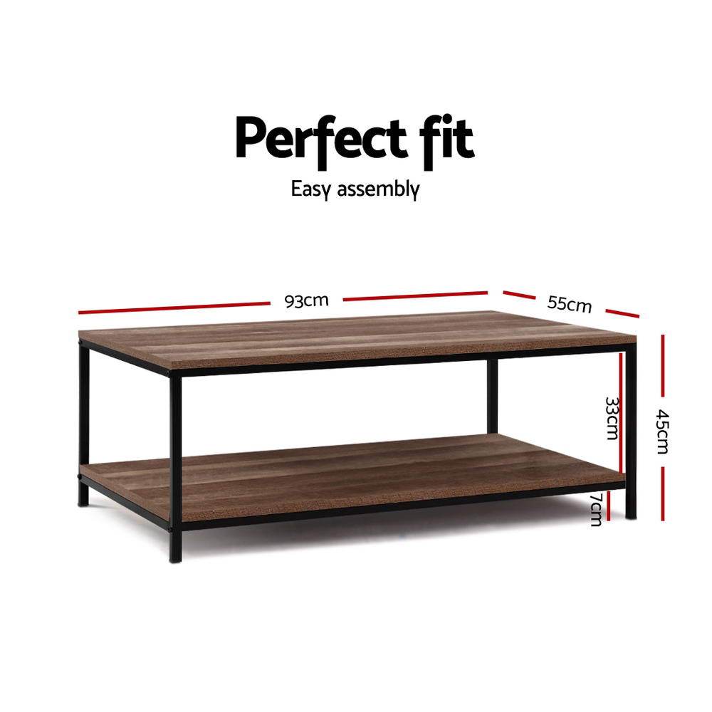 Artiss Coffee Table Rectangular 93CM Walnut Olin Ozdingo