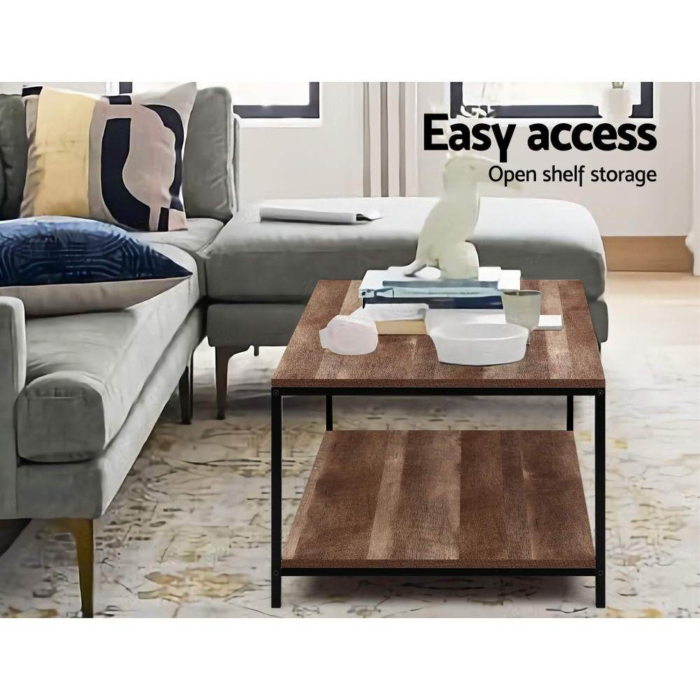 Artiss Coffee Table Rectangular 93CM Walnut Olin Ozdingo