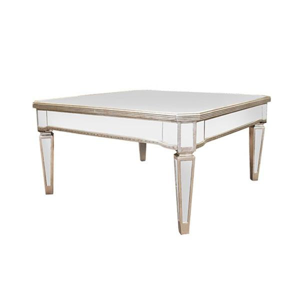 Mirrored Coffee Table Antique Ribbed Square Amethyst Hera