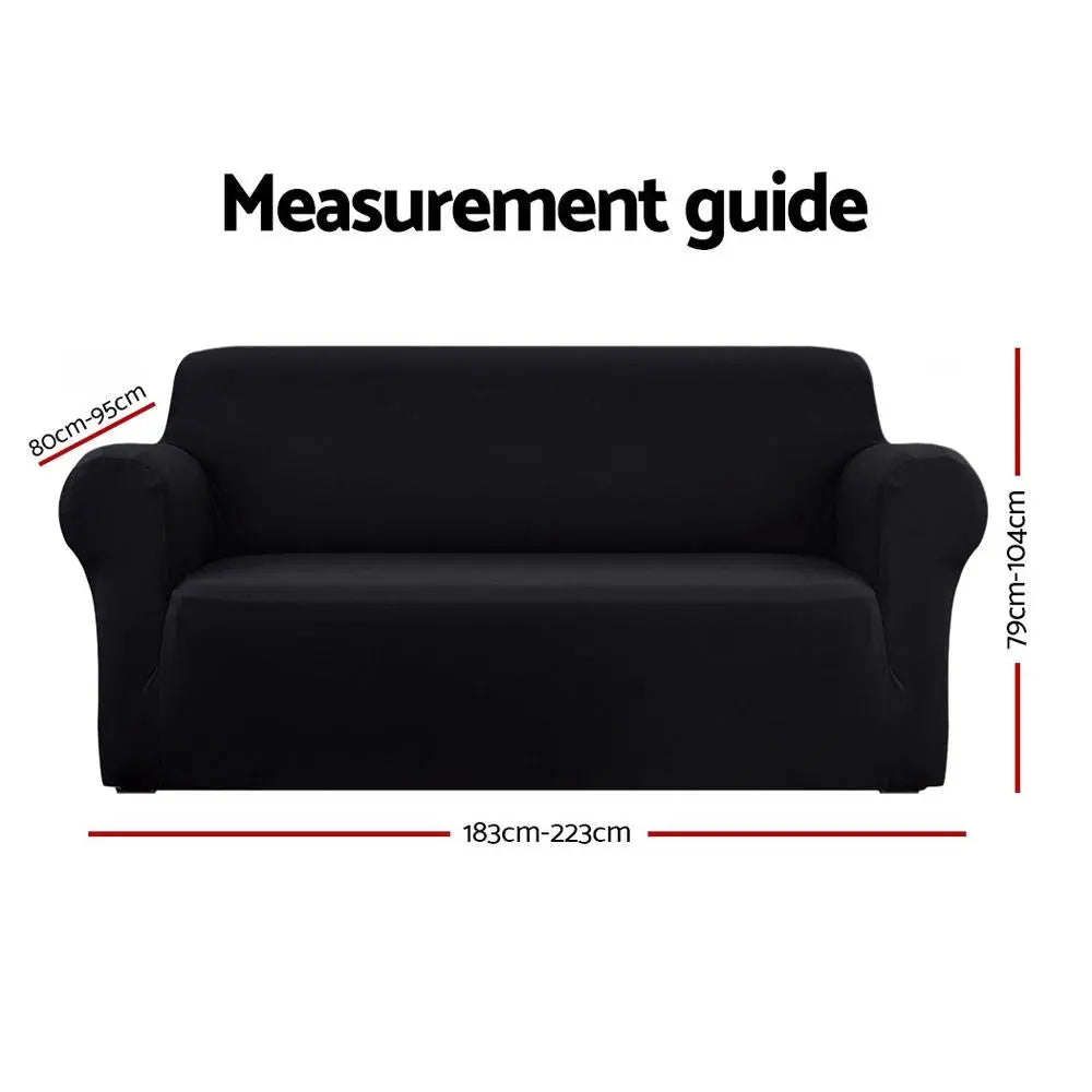 Artiss Sofa Cover Couch Covers 3 Seater Stretch Black Ozdingo