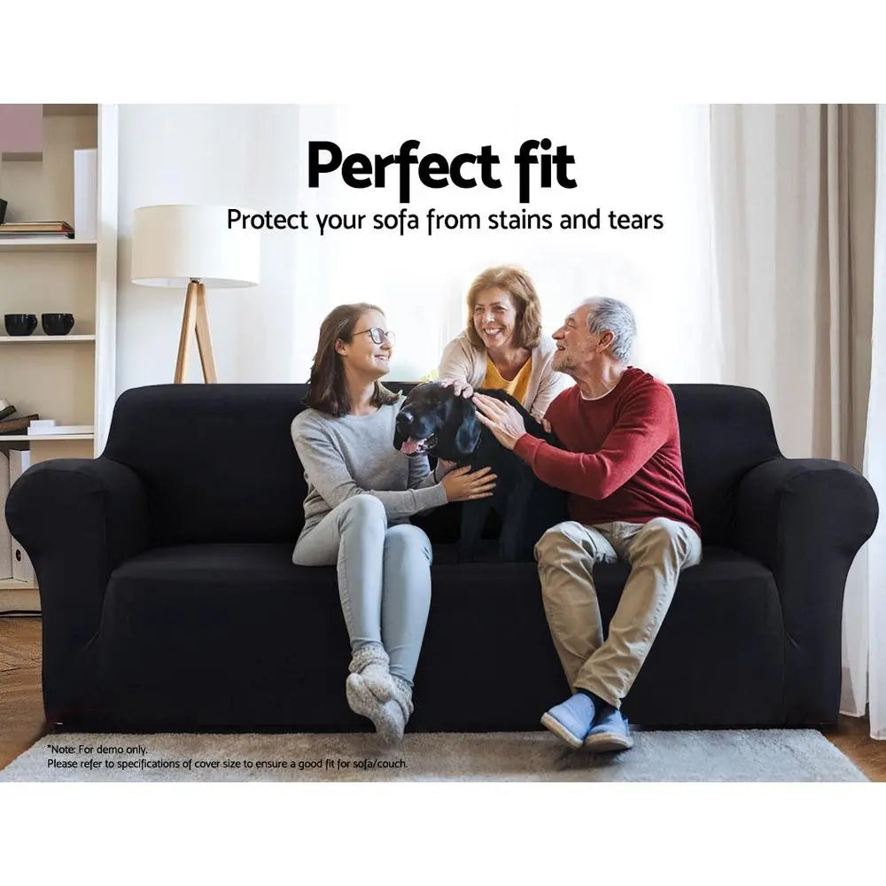 Artiss Sofa Cover Couch Covers 3 Seater Stretch Black Ozdingo