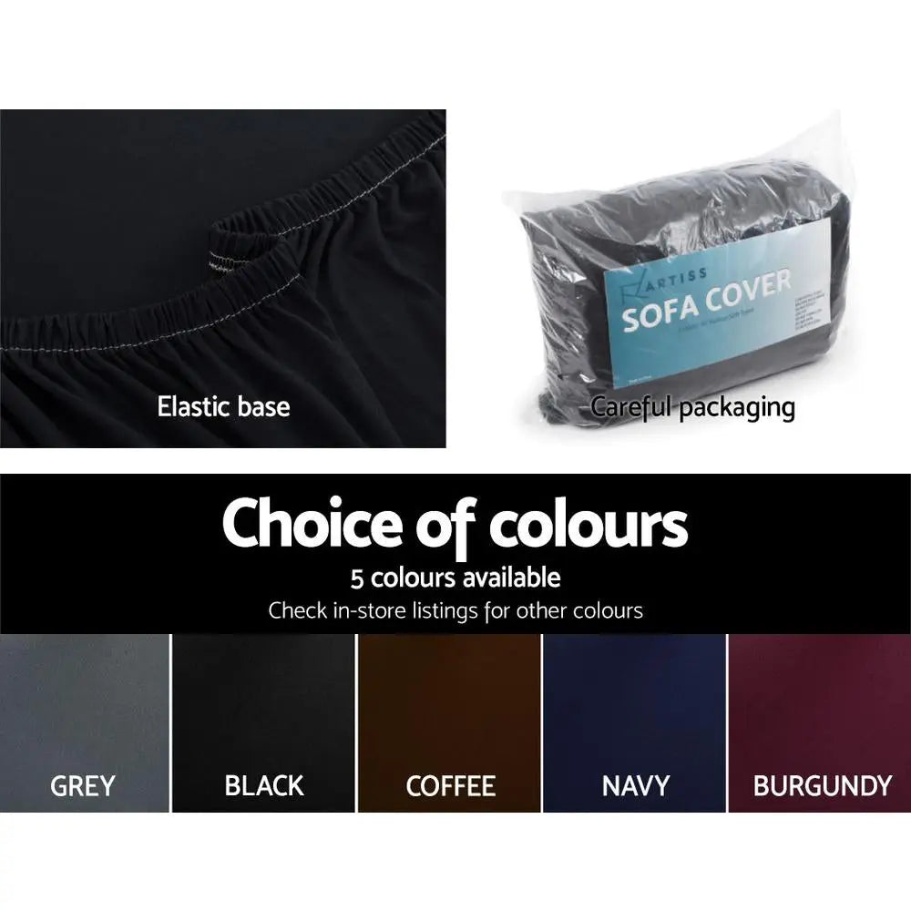 Artiss Sofa Cover Couch Covers 3 Seater Stretch Black Ozdingo