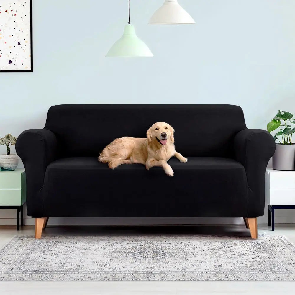 Artiss Sofa Cover Couch Covers 3 Seater Stretch Black Ozdingo