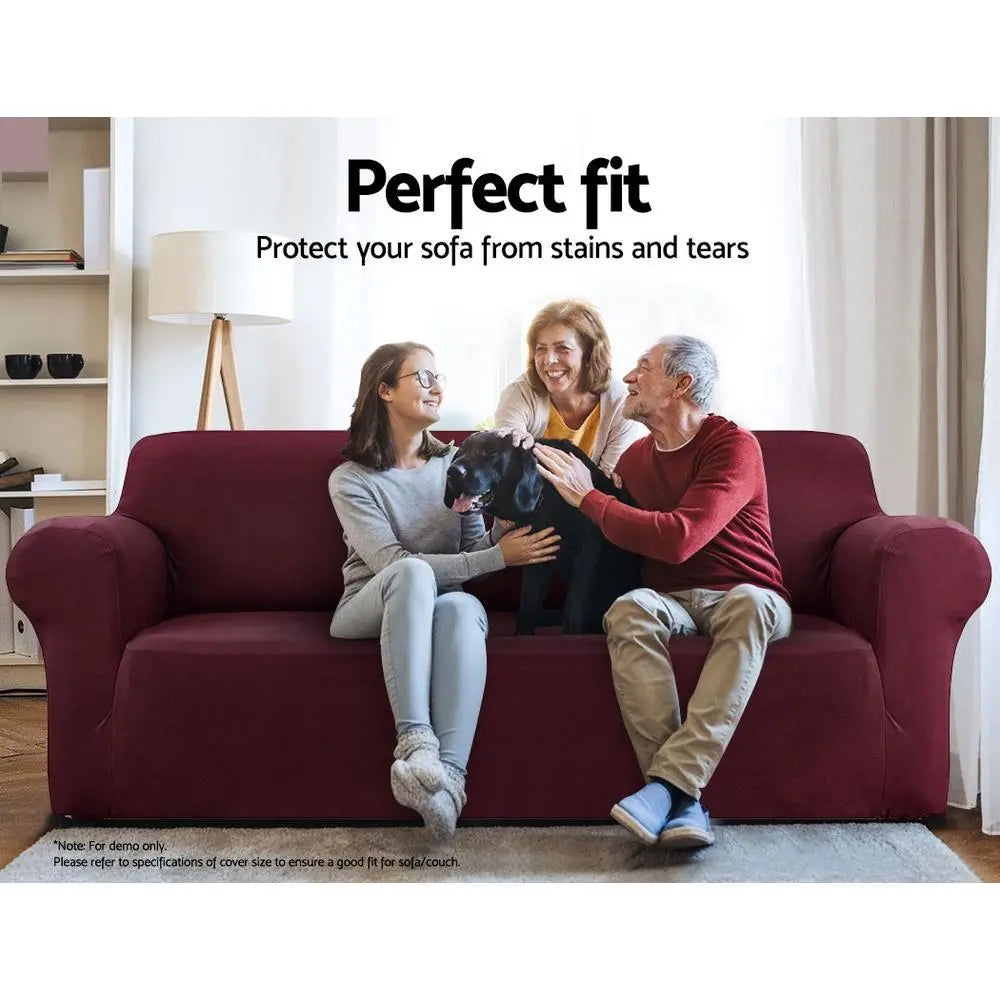 Artiss Sofa Cover Couch Covers 3 Seater Stretch Burgundy Ozdingo