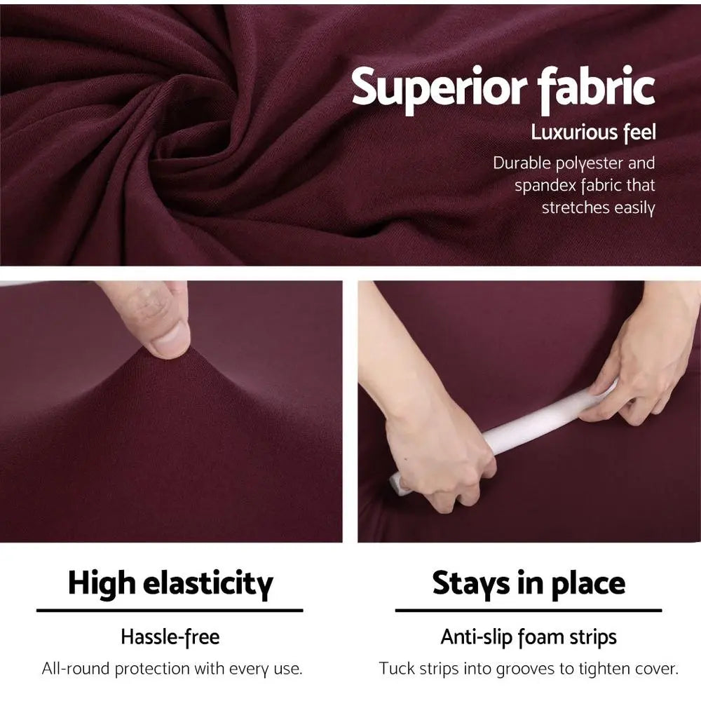 Artiss Sofa Cover Couch Covers 3 Seater Stretch Burgundy Ozdingo
