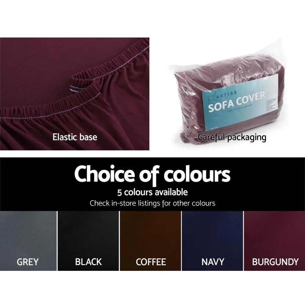 Artiss Sofa Cover Couch Covers 3 Seater Stretch Burgundy Ozdingo