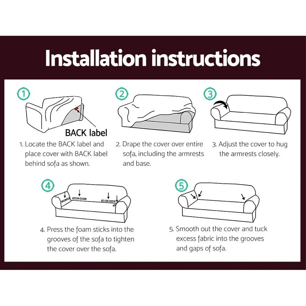 Artiss Sofa Cover Couch Covers 3 Seater Stretch Burgundy Ozdingo