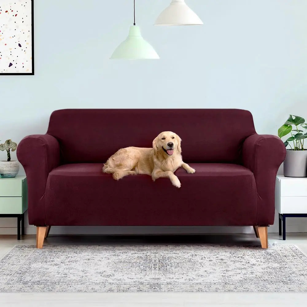 Artiss Sofa Cover Couch Covers 3 Seater Stretch Burgundy Ozdingo
