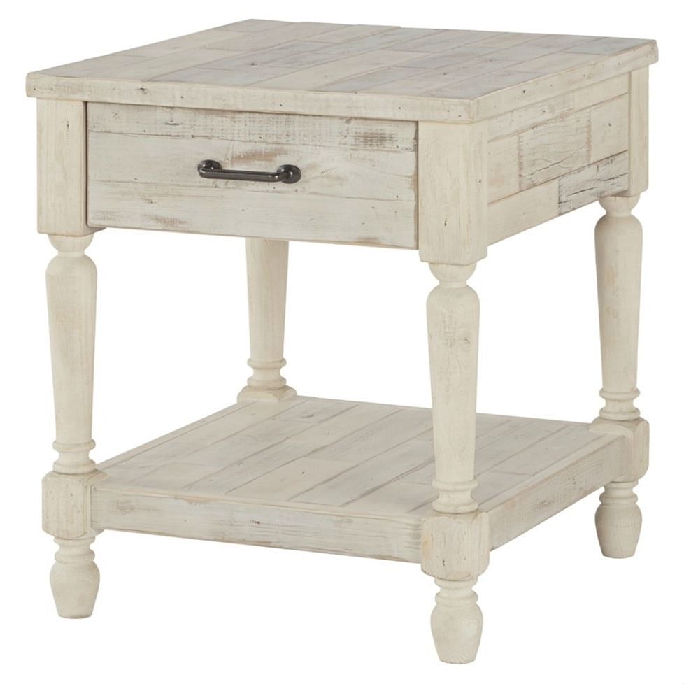 Cottage Style 1-Drawer End Table Nightstand in White Wood Finish Yellow Crius