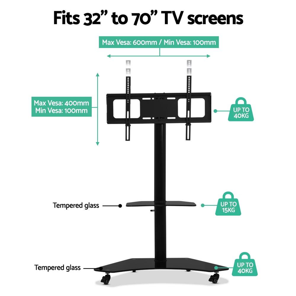 Artiss Mobile TV Stand for 32"-70" TVs Mount Bracket Portable Solid Ozdingo