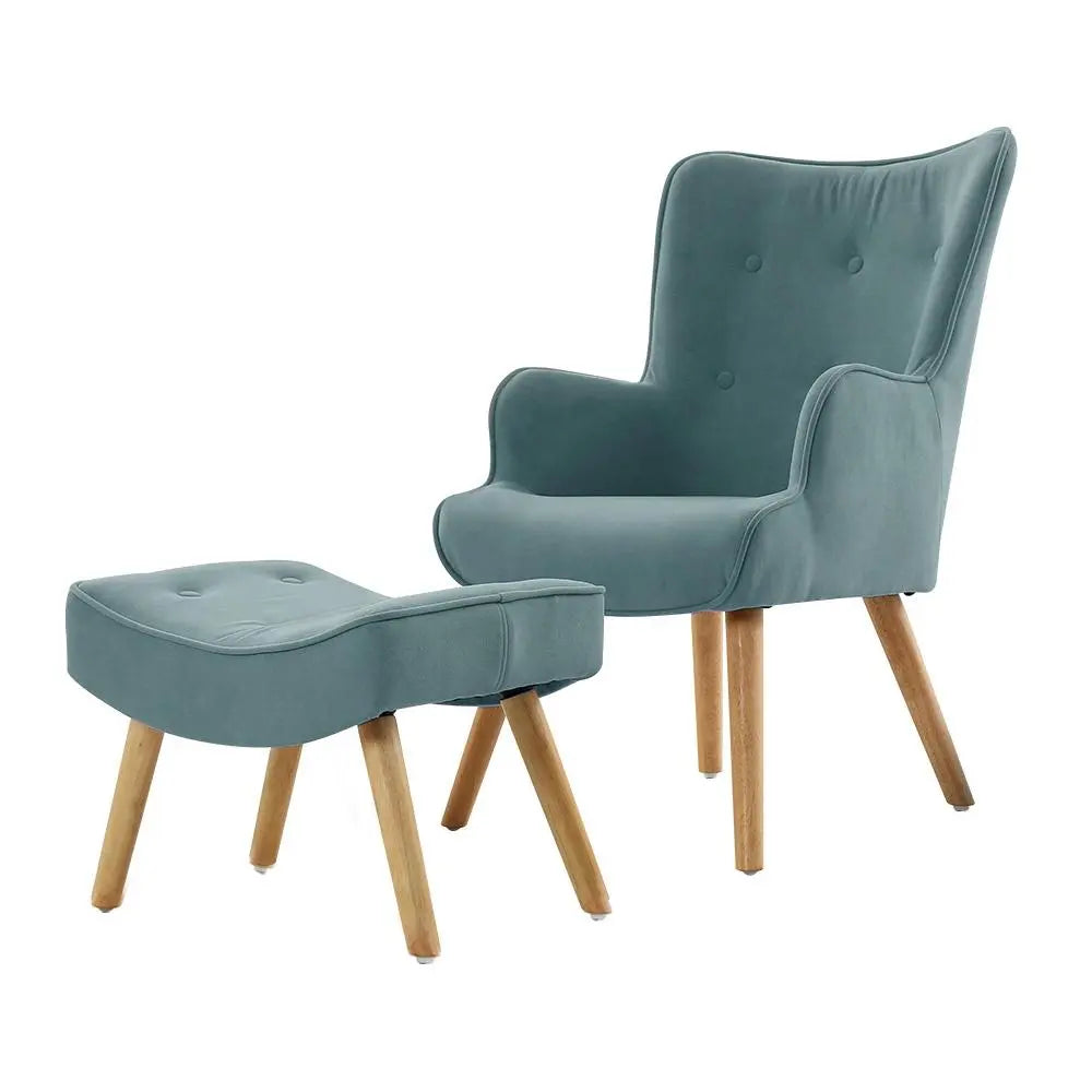 Artiss Armchair Lounge Chair Ottoman Accent Armchairs Sofa Fabric Ultramarine Dione