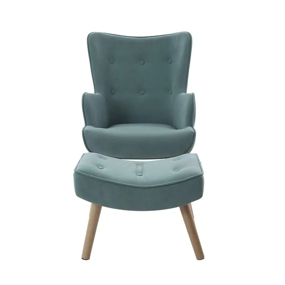 Artiss Armchair Lounge Chair Ottoman Accent Armchairs Sofa Fabric Ultramarine Dione