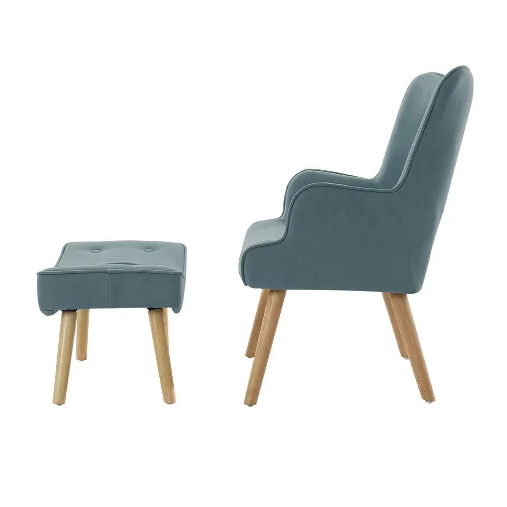 Artiss Armchair Lounge Chair Ottoman Accent Armchairs Sofa Fabric Ultramarine Dione