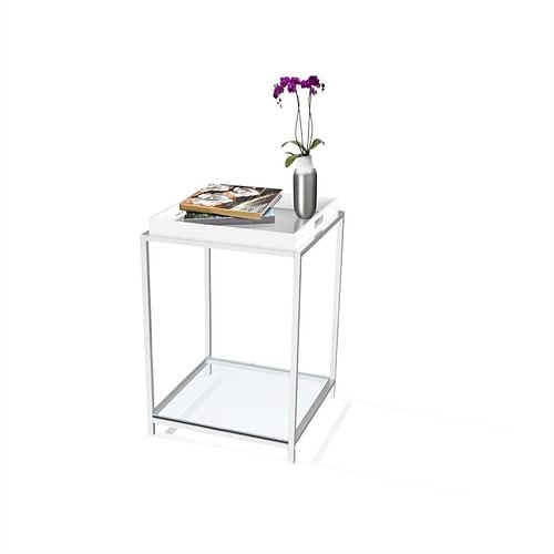 Modern Classic Metal End Table with White Removable Tray Yellow Crius