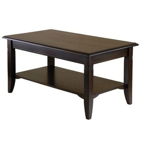 Rectangle Wood Coffee Table in Cappuccino Finish Yellow Crius