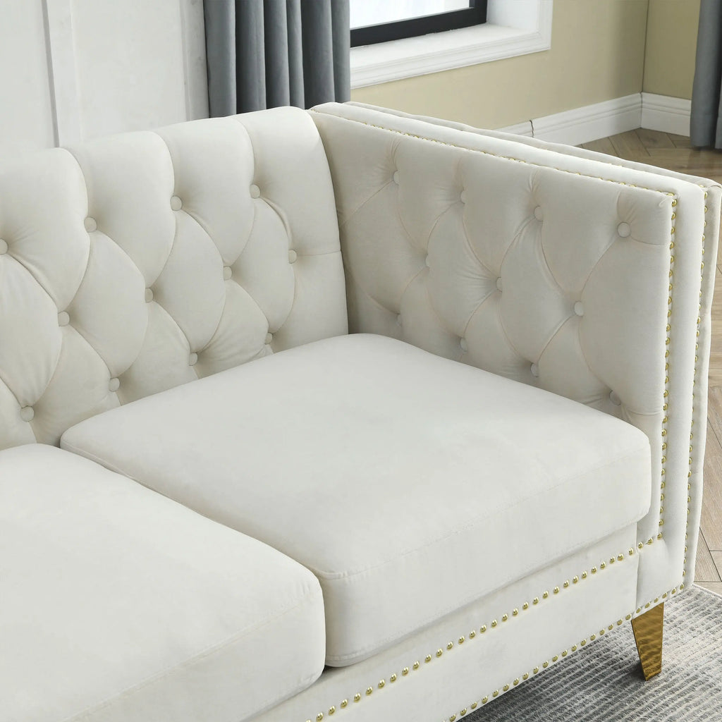 82.2-Inch Velvet Corner Sofa Covers, L-Shaped Sectional Couch, Sangria Beech