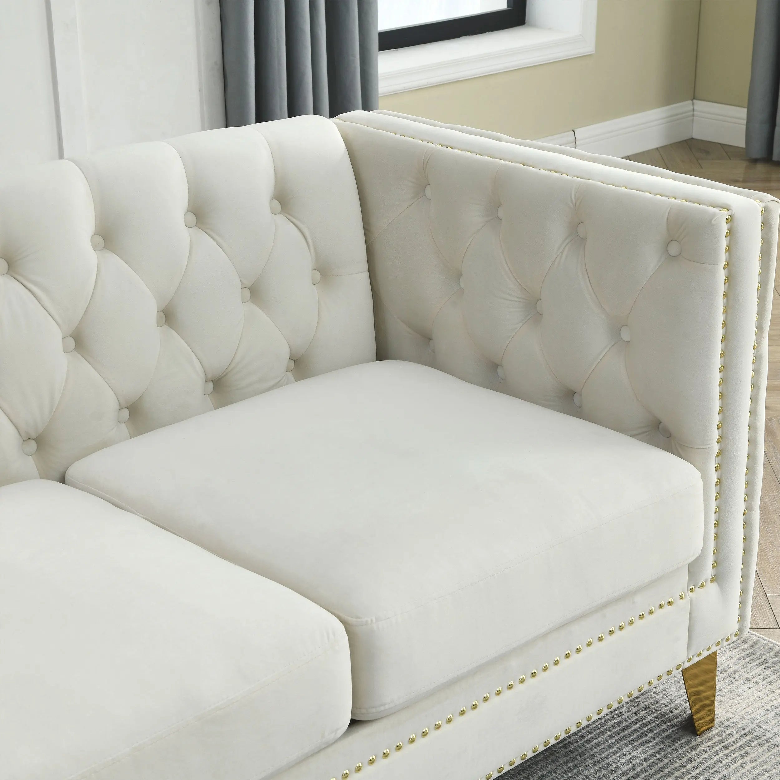 82.2-Inch Velvet Corner Sofa Covers, L-Shaped Sectional Couch, Sangria Beech