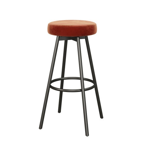Modern Glam Upholstered Faux Velvet Bar Stool Rust