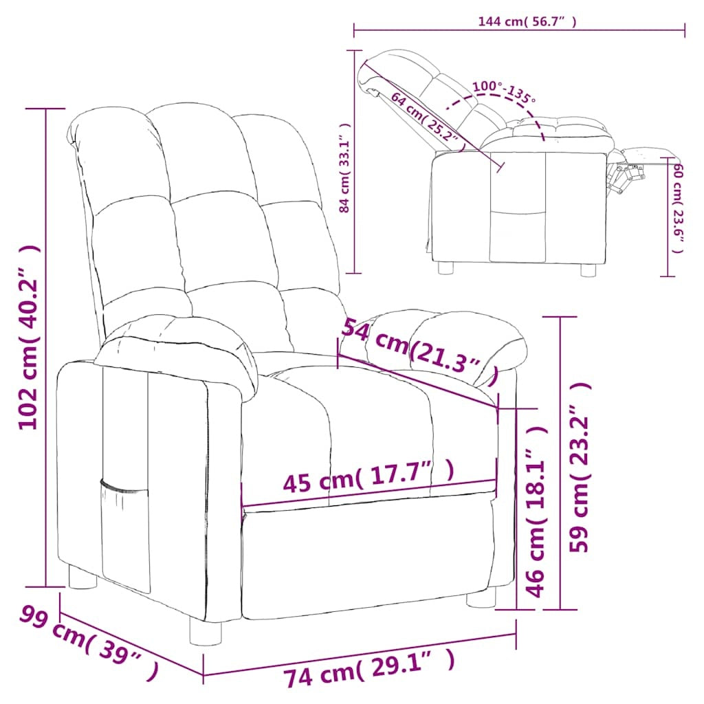 Recliner Chair Dark Grey Fabric
