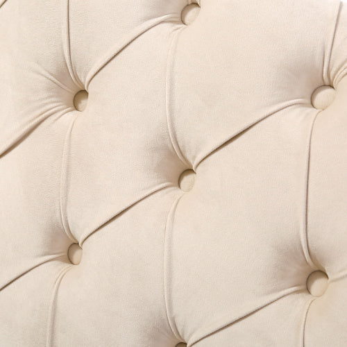 Upholstered Bed 5ft,150x200, 5ft King Bed, Luxurious Velvet Button-Tufted Sleigh Bed Storage, Functional Bed With Slatted Frame And Storage, Beige