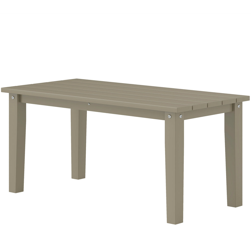 Rectangle Outdoor Coffee Table, HDPE All-Weather Outdoor Patio Table With Slatted Tabletop For Yard, Balcony, Brown CJDropshipping