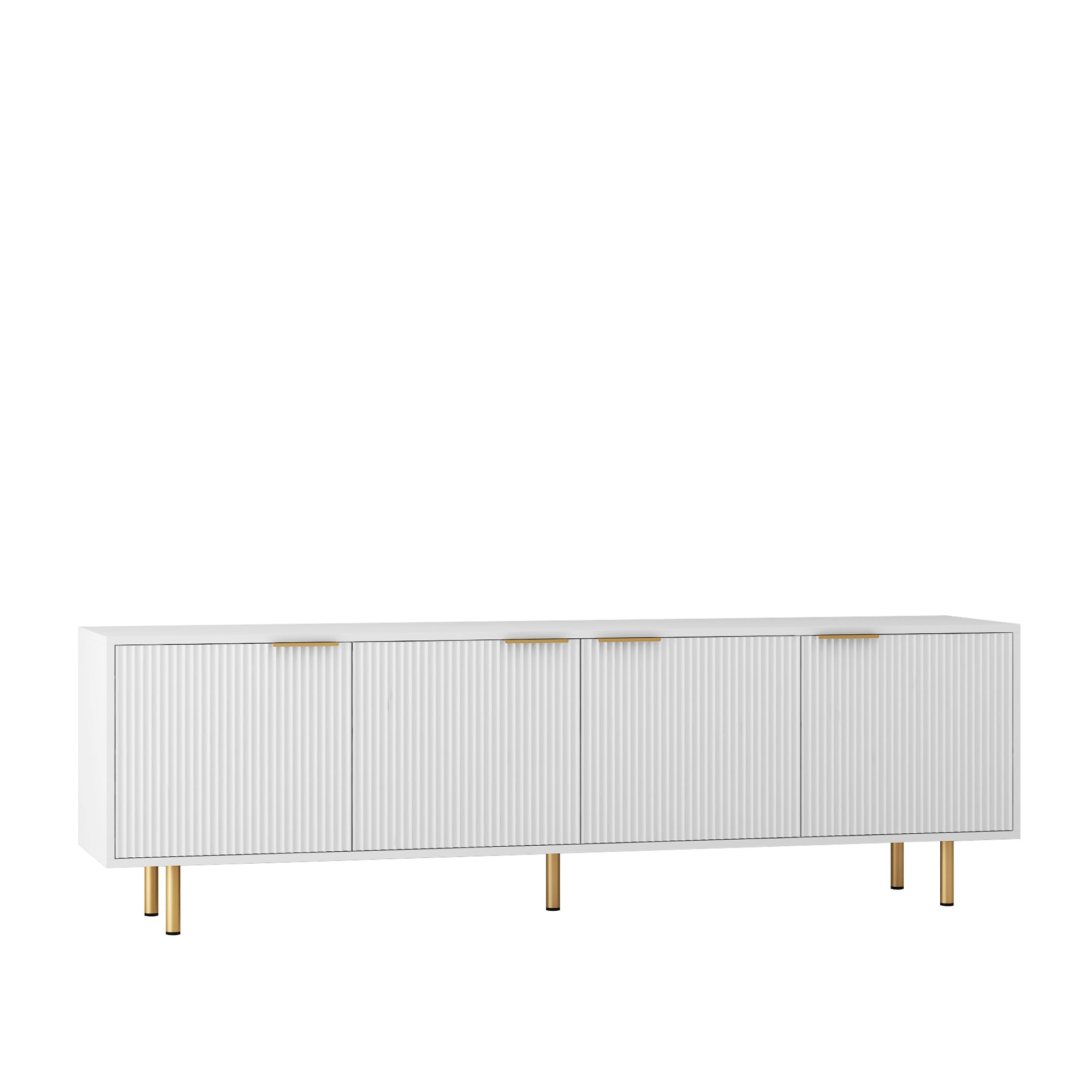 White Modern TV Stand Fluted T, Entertainment Center With Storage Doors, TV Console Media Cabinet, For 55 Inch TV, Living Room