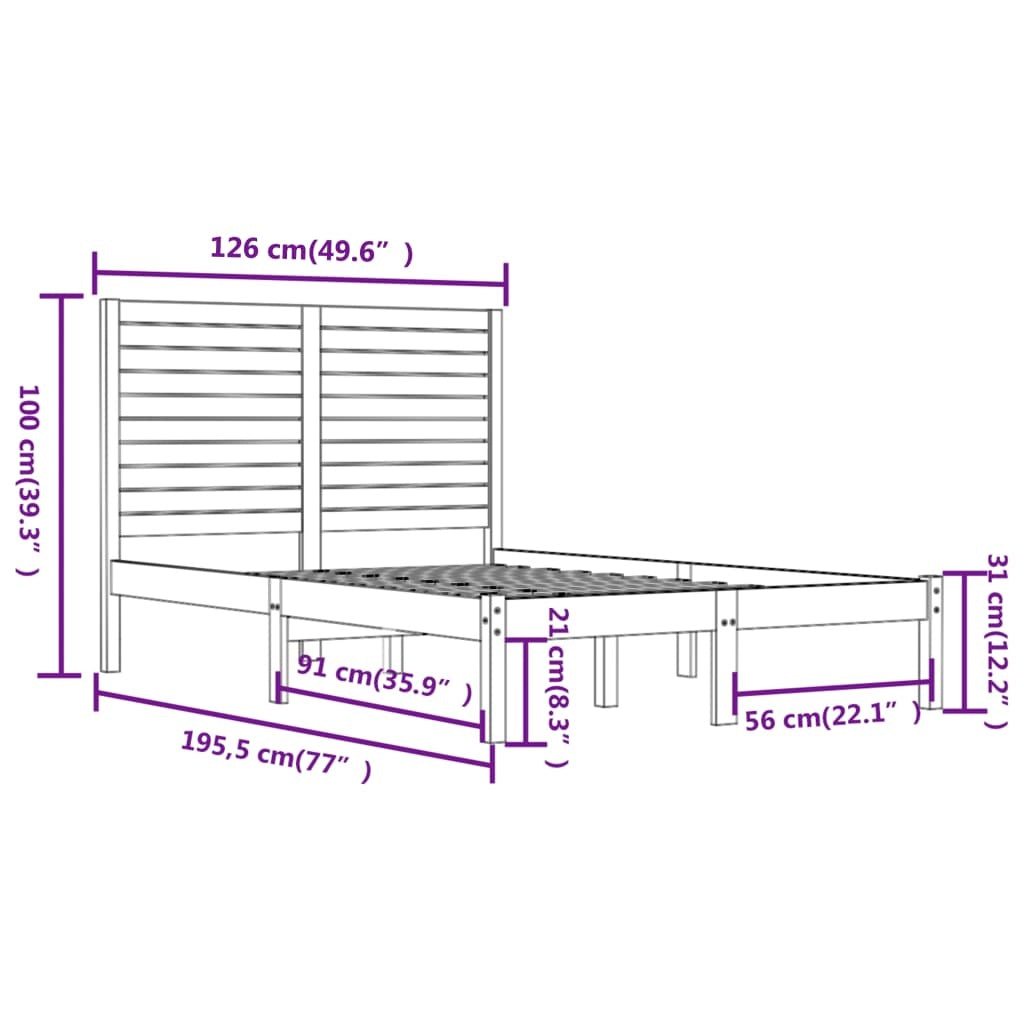 solid wood bed 120x190 cm