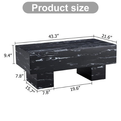 The Black Coffee Table Has Patterns. Modern Rectangular Table, Suitable For Living Rooms And Apartments. 43.3X21.6X17.2 CJDropshipping