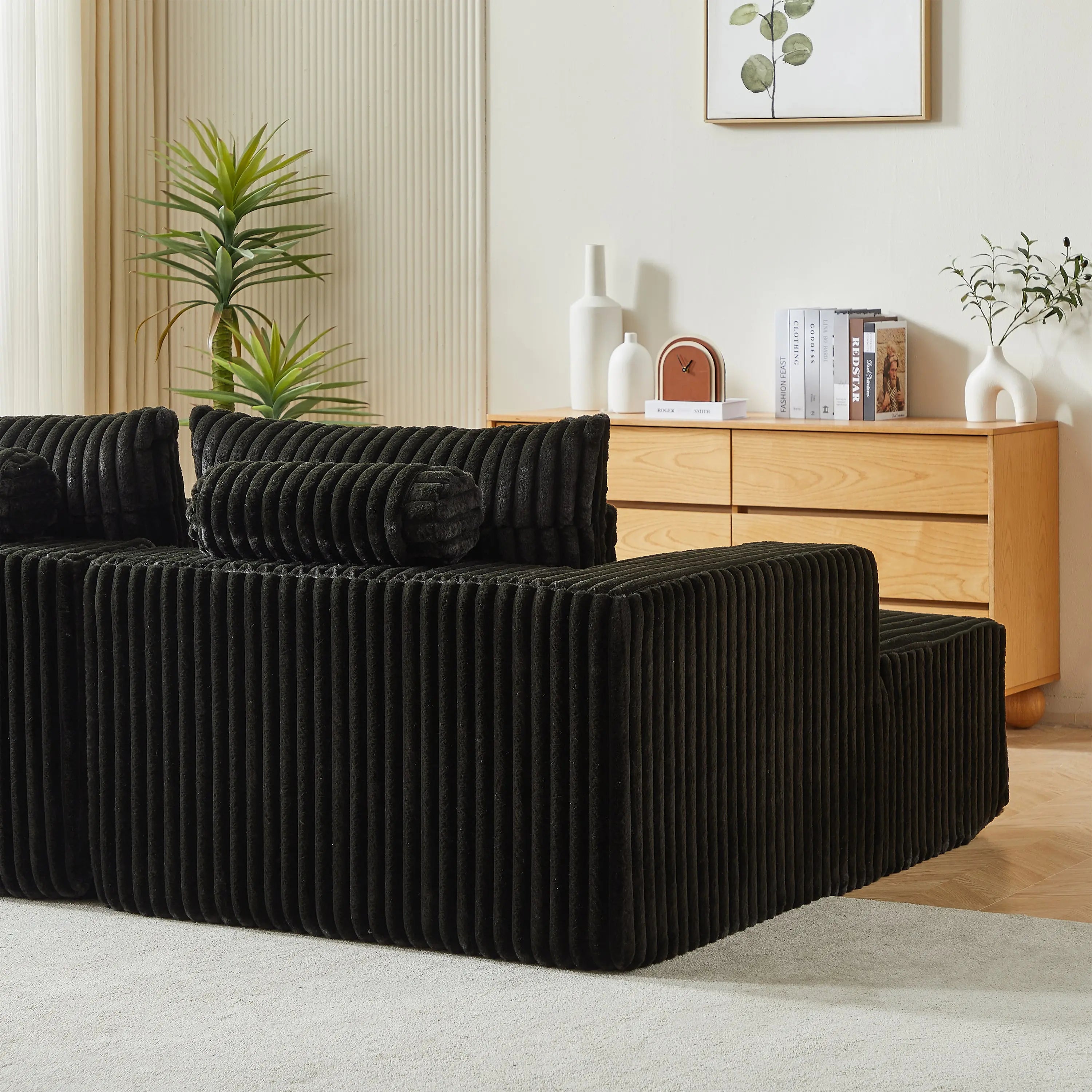 87" Oversized Sectional Lounge Chaise ,No Assembly Required,Cloud Sangria Beech