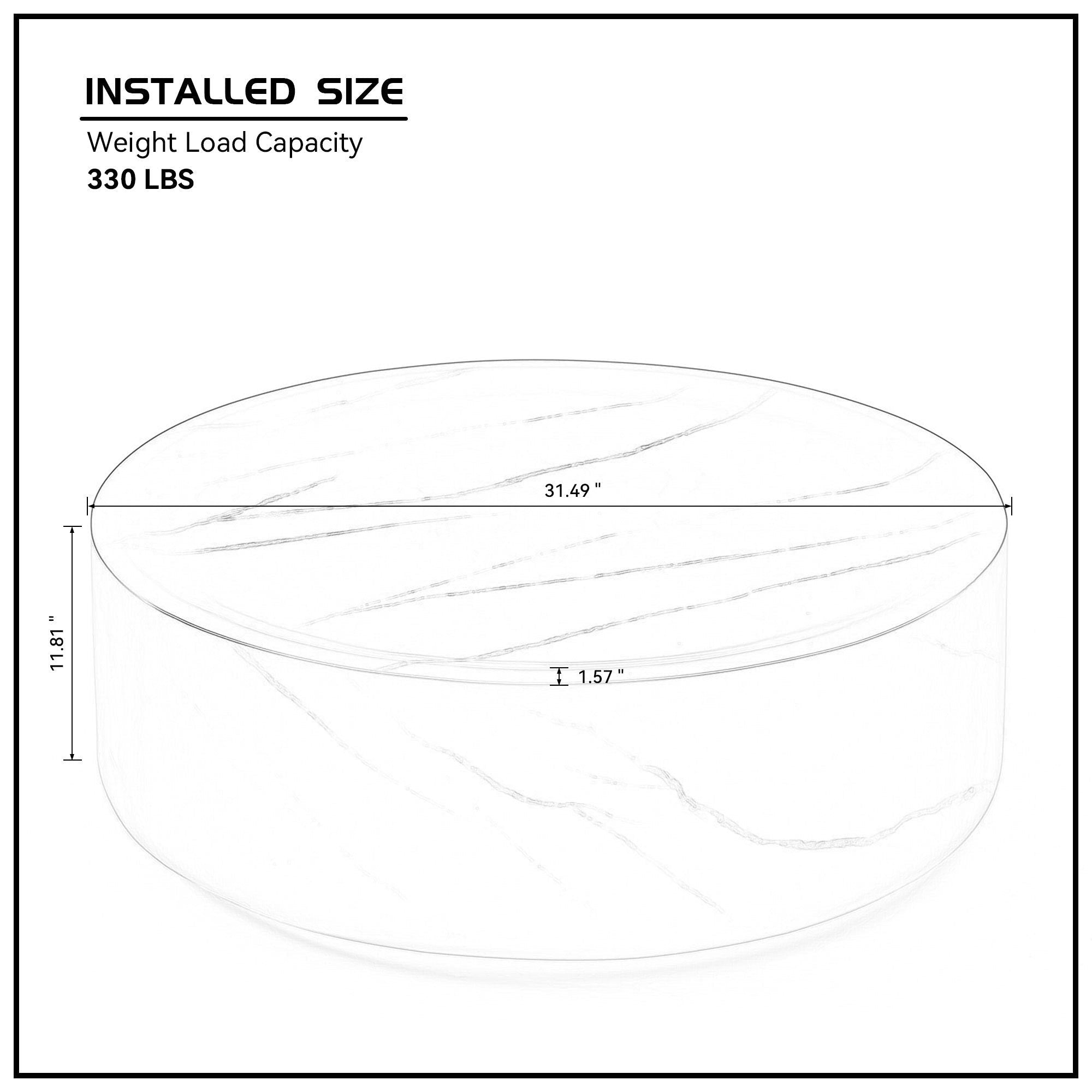 31.49'' Round coffee table,Sturdy Fiberglass table for Living Room, No