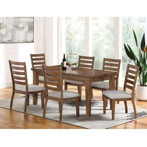 Transitional Set Of 2pc Side Chairs Walnut Light Gray Ladder Back Chairs Solid Wood Polyester Fabric Upholstered Padded Seat Dining Room Furniture CJDropshipping